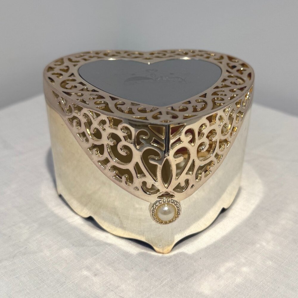 Vintage Silver Jewelry Box with Rhinestones Decorative Keepsake Ring Storage